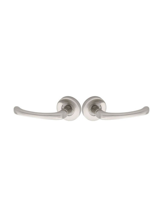 Import Hellas Door Knob Rosette 215 Pair Nickel Matt