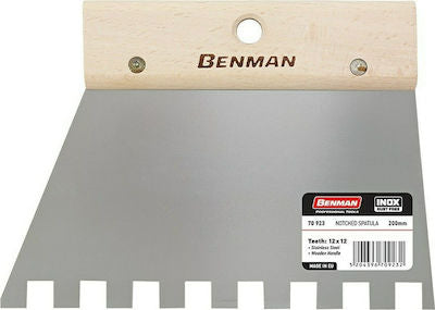 STAINLESS STEEL TILE SPATULA WITH SQUARE TOOTH