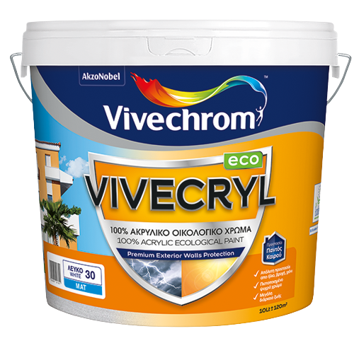 ΑΚΡΥΛΙΚΟ ΧΡΩΜΑ Vivecryl Eco 10Lt, ΛΕΥΚΟ