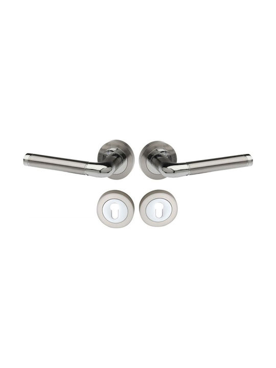 Import Hellas Door Knob Rosette M-100 Pair Nickel Mat